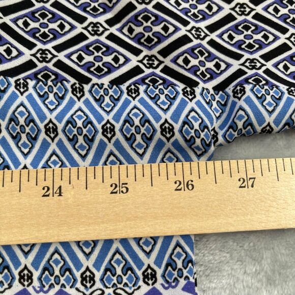 Chico's Top Womens 3 Blue Purple Geo Brit Geometric Relaxed Fit Flutter Sleeve - Picture 9 of 16